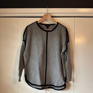 J Crew Gray Sweater with Black Trim